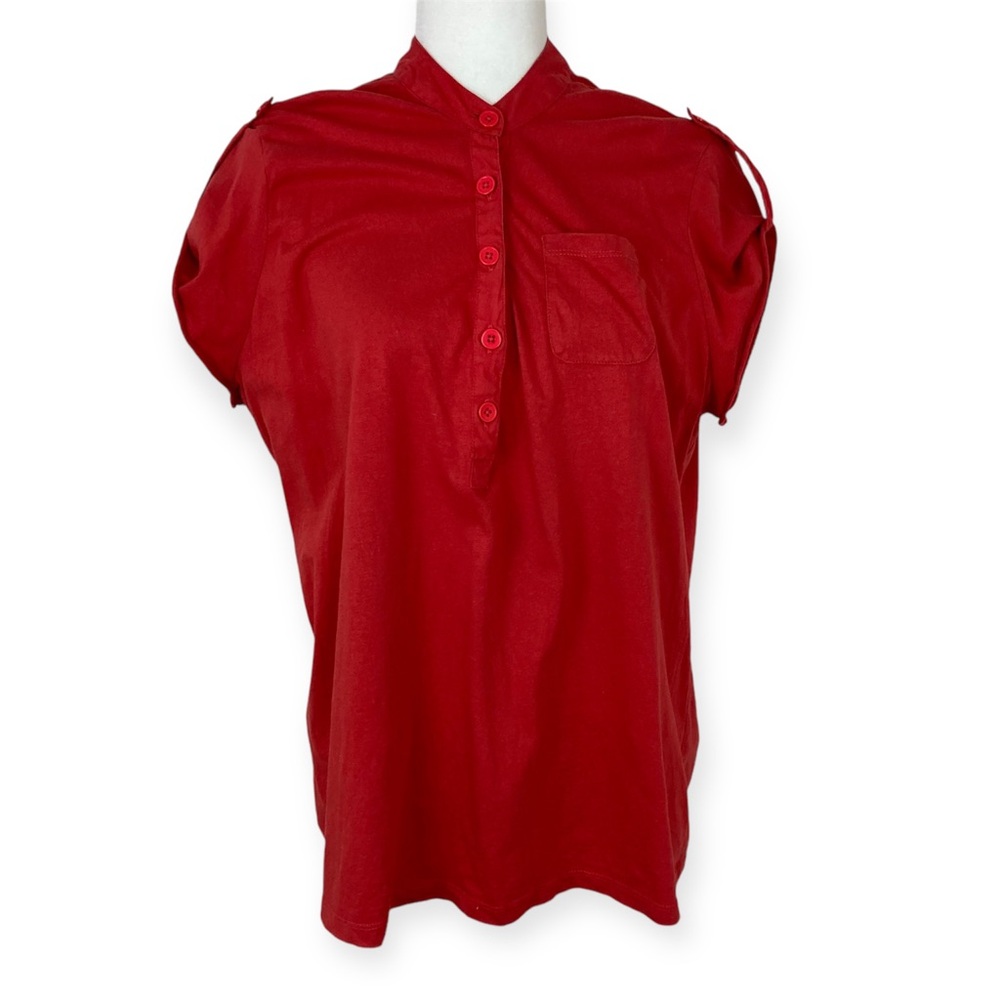 VTG y2k Style & co Womens Henley Neck Short Sleeve 1X